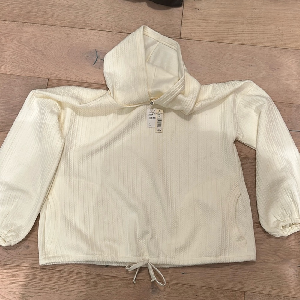 Max Studio NWTwaffle weep hoodie, drawstring waist!￼
